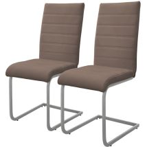 ML-Design Set di 2 Sedie a Sbalzo per Sala da Pranzo Imbottite in Pelle Finta Marrone con Telaio in Metallo Argento con Schienale Alto da Cucina