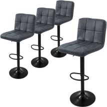 Ml-design - Set di 4 Sgabelli da Bar Rivestimento in Ecopelle Antracite Sgabello Imbottito da Cucina Bistrot Regolabile in Altezza 63-83 cm Girevole