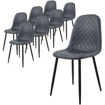 Ml-design - Set di 8 Sedie per Sala da Pranzo Rivestimento in Ecopelle Antracite Poltroncine da Cucina con Schienale e Gambe in Metallo Seduta