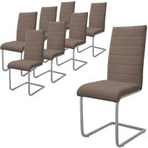 Ml-design - Set di 8 Sedie a Sbalzo per Sala da Pranzo Imbottite in Pelle Finta Marrone con Telaio in Metallo Argento con Schienale Alto da Cucina