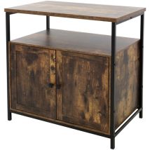 Ml-design - Buffet, 80x80,5x50,5 cm, en mdf, Marron Vintage, Structure Métallique Noir Mat, Commode avec 2 Portes & Compartiment Ouvert, Design