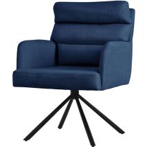 Ml-design - Silla de Comedor Giratoria, Azul Oscuro Asiento de Cocina con Respaldo Extraíble y Reposabrazos Diseño Ergonómico Mueble Tapizado con