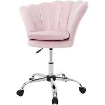ML-Design Silla de Oficina Asiento de Tercipelo Rosa Claro Sillón Giratorio 360° con 5 Ruedas, Respaldo ,Regulable en Altura y Carcasa Tapizada