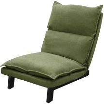 Ml-design - Silla de Suelo Verde, Sofá Reclinable para Salón, Asiento Ergonómico con Respaldo Ajustable Cojín Tapizado con Funda de Lino Estructura