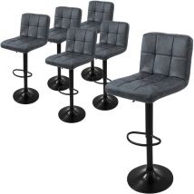 Ml-design - Lot de 6 Tabourets de Bar en Simili, Anthracite, Chaise Rembourrée avec Dossier et Repose-Pieds, Réglable en Hauteur 63-83 cm, Pivotante
