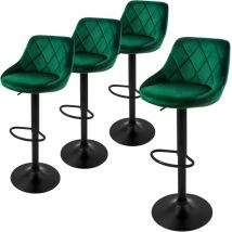 Ml-design - Juego de 4x Taburetes de Bar Bistro Tapizados en Piel Sintética pu Verde Sillas con Respaldo Ergonómico y Reposapiés Asiento Cómodo de