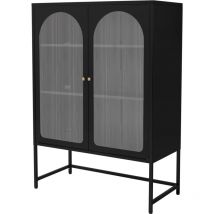 ML-Design Vitrina de Salón 85x120x40 cm Negra, Armario de Acero con 5 Estantes de Almacenamiento y 2 Puertas, Estilo Industrial, Estantería
