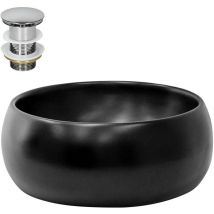 Luxebath - ML-Design Waschbecken aus Keramik in Schwarz matt ø 400 x 155 mm mit Ablaufgarnitur, Runde Aufsatzwaschbecken, Moderne Waschtisch,