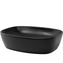 ML-Design Waschbecken aus Keramik Schwarz 505x385x140 mm mit Ablaufgarnitur, Abgerundeten Ecken, Aufsatzwaschbecken, Moderne Waschtisch Waschschale