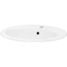 Luxebath - Ml-design Waschbecken Aus Keramik Weiß Glänzend 57x19,5x48,5cm Oval Einbauwaschbecken Mit Hahnloch Und Überlauf, Badezimmer 