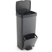Mülleimer Mit 3 Fächern - 80l - Recycelter Kunststoff - Anthrazit - Vanern