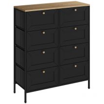 Vicco - Table d'appoint Belaro, Noir, 80x95cm avec 8 tiroirs