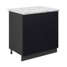 Meuble bas sous-évier Fame-Line, Noir rayé, 80cm, pt Marbre Vicco