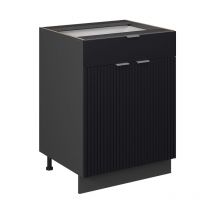 Meuble cuisine Fame-Line, Noir rayé, 60 cm avec tiroir, sans plan de travail Vicco