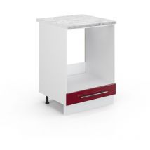 Herdumbauschrank Fame-Line, Bordeaux Hochglanz, 60 cm , ap Marmor Vicco