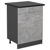 Meuble bas de cuisine R-Line, Béton, 60cm, pt Anthracite Vicco