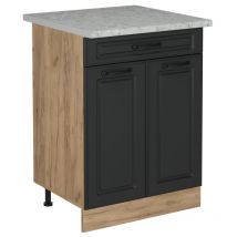 Küchenunterschrank R-Line, Anthrazit Landhaus, 60 cm ap Marmor Vicco