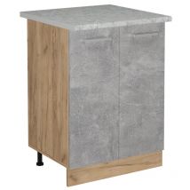 Meuble bas de cuisine R-Line, Béton, 60cm PT Marbre, Vicco