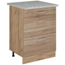 Meuble cuisine R-Line, Sonoma, 60cm avec tiroirs, ap Marbre Vicco