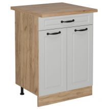 Meuble cuisine R-Line, Blanc campagne, 60cm avec tiroir, pt Chêne Vicco