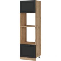 Mikrowellenumbauschrank R-Line, Anthrazit Landhaus, 60 cm Vicco