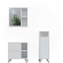 Vicco - Ensemble de meubles de salle de bains Leano, Blanc, 3 pièces