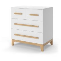 Vitalispa - Commode avec tiroirs Malia, blanc/chêne, 80x88cm avec 4 tiroirs