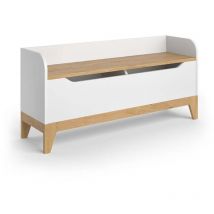 Vitalispa - Coffre à jouets Malia, blanc/chêne, 107.2x50cm avec banc