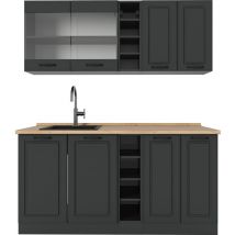 Vicco - Singleküche R-Line, Anthrazit Landhaus/Anthrazit, 160 cm ohne Arbeitsplatte