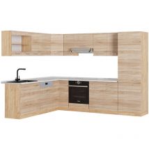 Cuisine en angle R-Line, Sonoma/Chêne doré, 227x287cm, pt Marbre Vicco