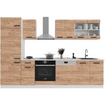 Vicco - Cuisine R-Line, Chêne doré/blanc, 300cm pt Chêne