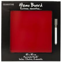 Mémo board face magnétique verre rouge 30x30 cm