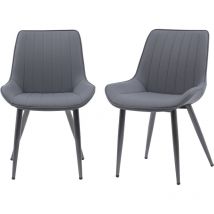 Mmt Furniture Designs Ltd - mmt Dining Chairs Set of 2, Grey or Tan Bucket Style, High Back with Black Legs, 54.5x62.5x85 cm (Dark Grey)