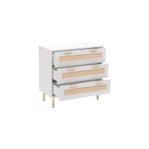 Mmt White Chest with Rattan Fronts, 3 Storage Drawers