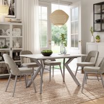 Vicco - Table de salle à manger Trill, blanc/gris, 140x90cm extensible