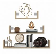 Mobbi - Lot de 3 étagères murales - 80/60/40 cm - Etagère livres à suspendre
