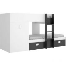 Dekit groe - cama tren para dormitorio - blanco / grafito - 150 x 271 x 111