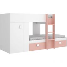 DEKIT GROE - CAMA TREN GROE PARA DORMITORIO - BLANCO / ROSA - 150 x 271 x 111