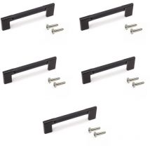 Lot Von 5 Möbelgriffe Sofia, L157mm, 128mm Achsenabstand, Aluminium, Schwarz Lackiert - Emuca