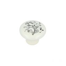 Möbelknopf shabby chic Kommodenknopf Porzellan Weiß 36mm Schubladenknopf
