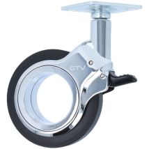 Ms Beschläge - Möbelrolle Chrom Glänzend Bodenschonend Lenkrolle Laufrolle Schwarz Ø75mm Bremse