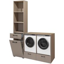 Möbelset Für Waschmaschine Und Trockner Aus Der Washing-kollektion – Taupe Und Eiche