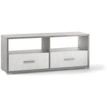 Sarmog Srl - mobile 2 cassetti bianco e cemento, 139x57x41 cm
