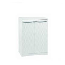 Armadio mobile in resina effetto rattan bianco basso 65x45x93 made in italy