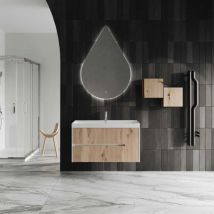 Mobile Badezimmer Schwebend 100Cm Eiche Gold Kannelettiert Cortina