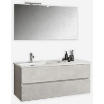 Mobile Badezimmer-wandschrank Mit Waschbecken Und Spiegel Orizon Sx - Hellgrau