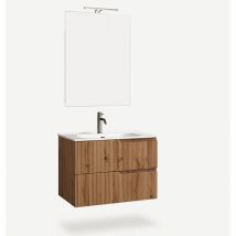 Mobile Badmöbel-set Mit Spiegel Und Waschbecken Venere - Eiche