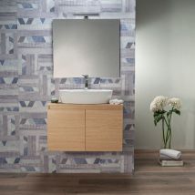 Arche' - Mobile Bagno 100 cm Rovere Sospeso 2 Ante per Lavabo da Appoggio