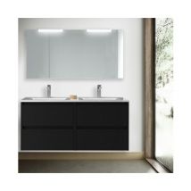 Caesaroo - Mueble de baño suspendido de 120 cm en madera negro satinado con lavabo incorporado - Nova - Standard