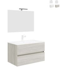 Mobile bagno 90 cm moderno lavabo sospeso cassetti specchio LED Easy 90 Colore: Grigio